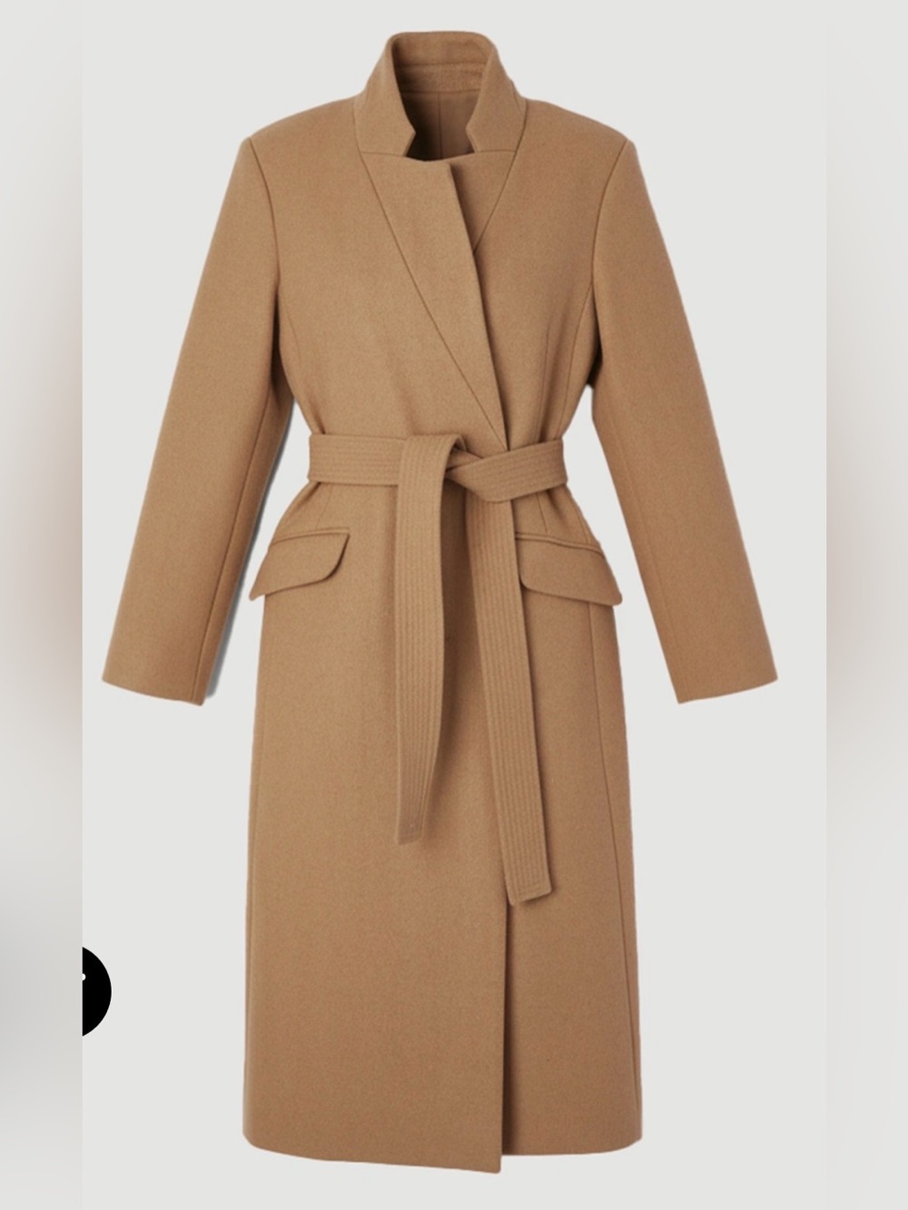 Karen Millen Italian Manteca Wool Blend Belted Long Coat Camel US 4 UK 8